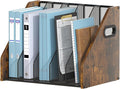 Piskyet Binder Organizer for Desk,Wooden Desk Magazine File Holder with 5 Vertical Compartments Rack File Organizer for Teacher Office Desktop,Home Workspace
