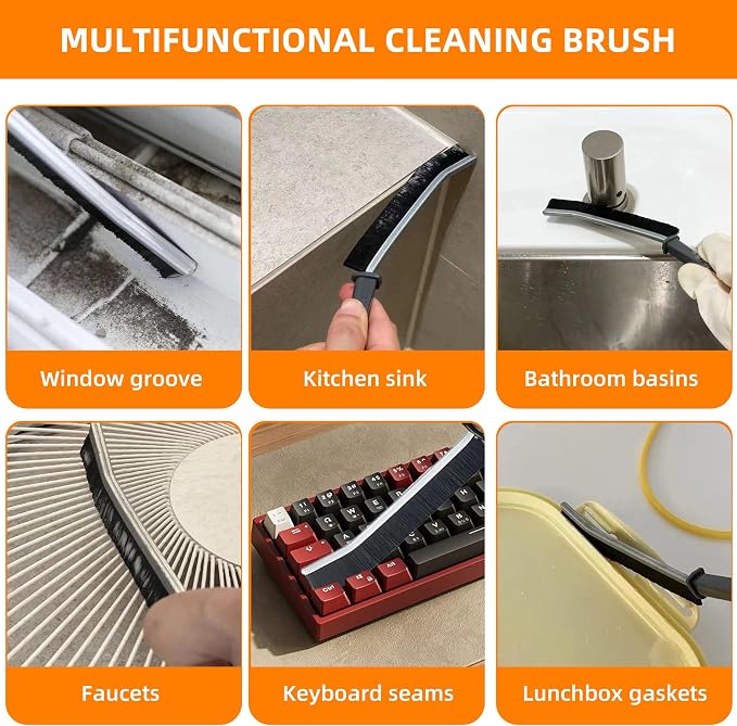6Pcs Hard-bristled Crevice Cleaning Brush, Multifunctional Thin Gap Scrub Brush, Bathroom Cleaner Tools for Household Use, Kitchen, Window, Toilet, Grout, Faucets, Car