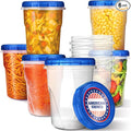 Stock Your Home 32oz Plastic Containers with Twist Top Lids (6 Pack), Quart Freezer Containers with Lids for Leftover Food, Airtight Reusable Soup Containers, Microwave and Dishwasher Safe