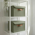 ZICOTO Decorative Linen Storage Boxes with Lids - Large Set of 2 Organizer Bins for Your Home Decor - The Perfect Container to Safely Store Photos, Documents and Memory Box Keepsakes in Style