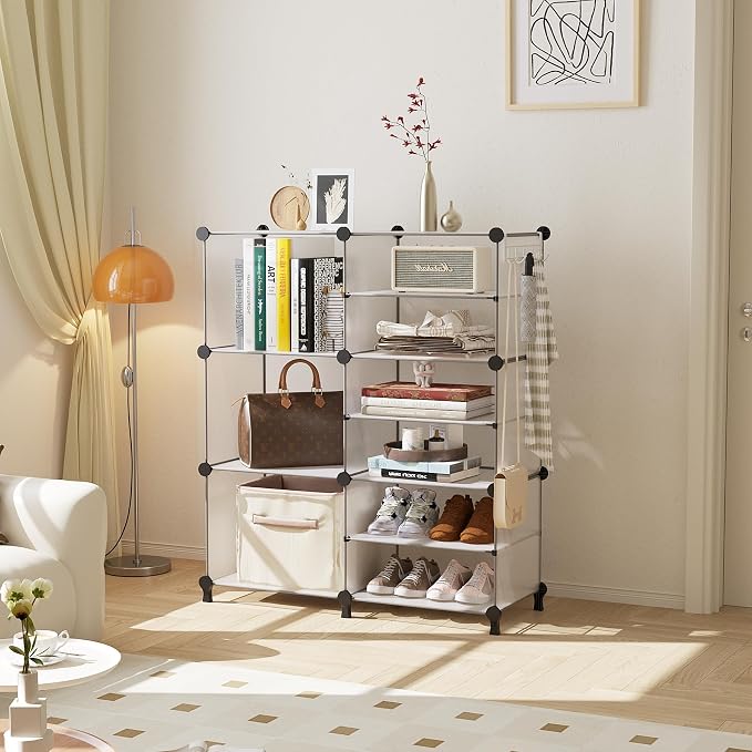 AWTATOS Closet Organizer 6 Cube Storage Shelves Portable Closet Clothes Organizers and Storage Stackable Cubby Shelving for Closet Bedroom Living Room Translucent