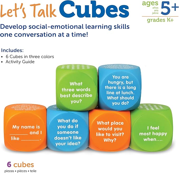Learning Resources Let's Talk Cubes, Social Emotional & Speech Therapy Activities, Classroom Supplies, Sensory Gifts for Boys and Girls, Multi-Color