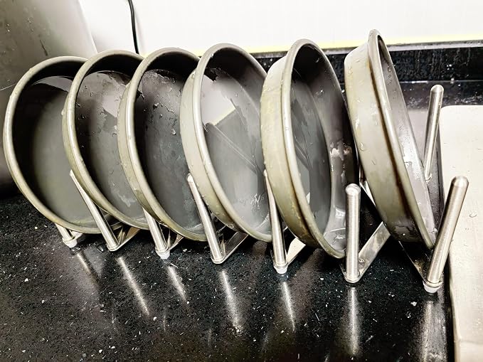 Pot Lid Organizer Pot Lid Holder Adjustable Pot Lid & Plate& Pans multipurpose Organizer Rack Holder Stainless Steel Dish Plate Drying Rack