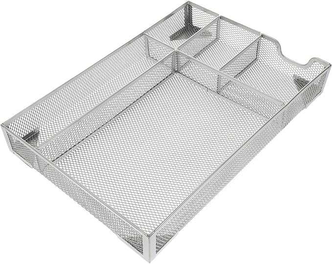 SEWACC Metal Desk Organizer Aesthetic Multi-compartment Storage Box for Efficient Office Organization Tidy up Stylish File Holder for Home Bathroom and Living Room Use Easy to Clean and