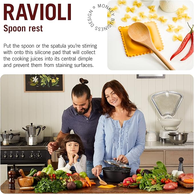 The Original Ravioli-Shaped Spoon Rest | Spoon Rest for Kitchen Counter | Cool and Cute Kitchen Accessories | from a Collection of Different Pasta-Shaped Unique Kitchen Gadgets | by Monkey Business