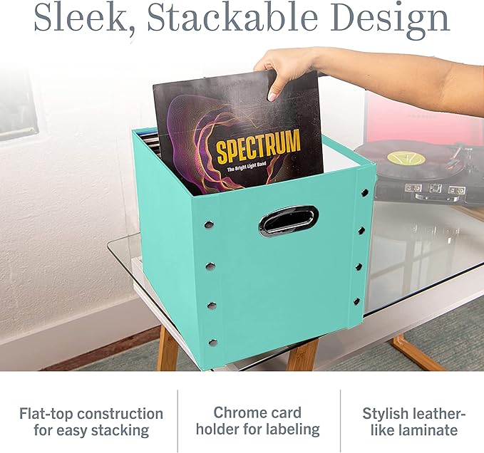 Snap-N-Store Vinyl Record Storage Box - 12" - 1 Pack- Crate Holds up to 75 Vinyl Albums - Mint