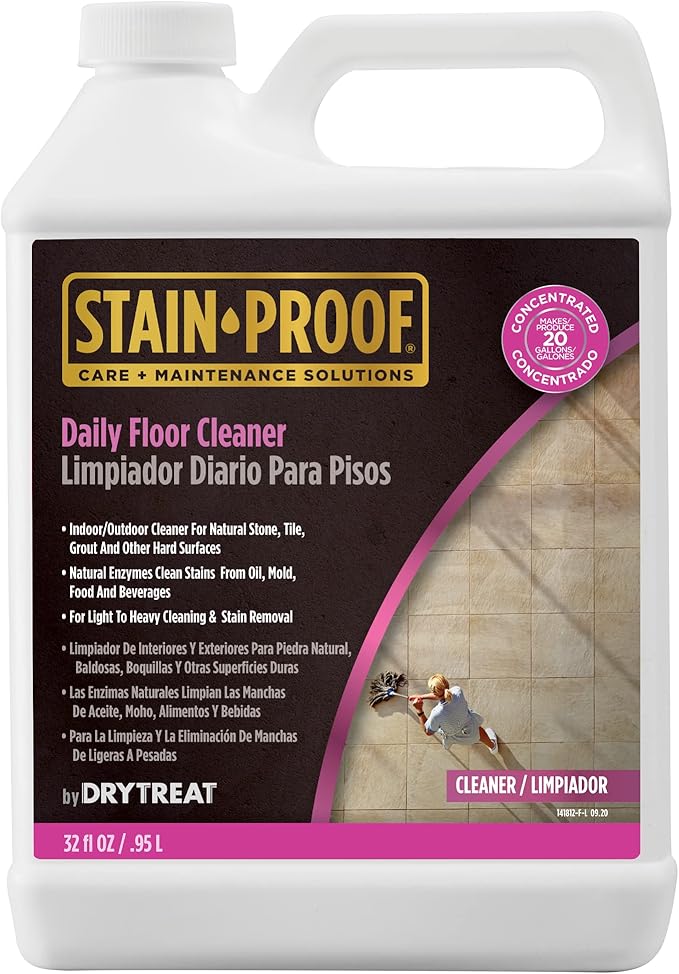 Stain Proof Daily Floor Cleaner Concentrate - 1 Qt., Enzymatic Cleaning Formula for Mopping Tile, Marble & Luxury Vinyl Floors; Hyper-Biodegradable Cleaner Solution