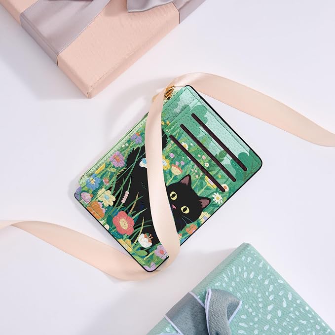 Tipmile Womens Credit Card Holder Wallet, Small Slim RFID Blocking Sleeve | Mini Tiny Cute ID Case, Minimalist Zipper Pocket Wallet, Thin Coin Purse, Mothers Gift