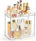 2 Tier Bathroom Counter Organizer, Clear Bathroom Counter Shelf for Vanity Countertop, Kitchen, Sink Storage, Tiered Skincare Organizer for Makeup, Perfume, Beauty Supplies (Rectangular)