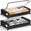 Under Bed Storage With Wheels, 2 Pack Square Containers, 60L Bins, Rolling Metal Drawer for Clothes, Blankets, Shoes