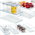 Hudgan 8 PACK Freezer Organizer Bins Stackable Pantry Organizers and Storage Clear Plastic Acrylic Storage Container for Kitchen Pantry Refrigerator