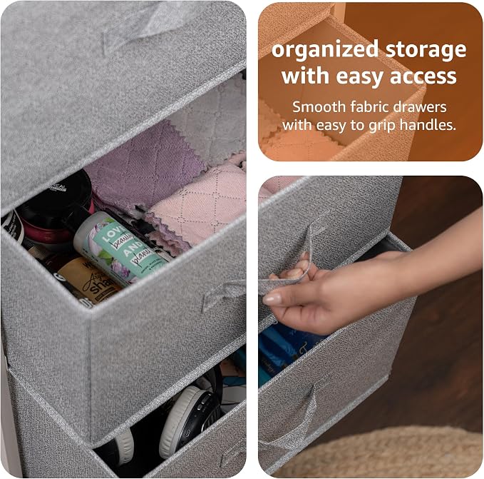 Amazon Basics Fabric 4-Drawer Storage Organizer Unit for Closet, Bedroom, White