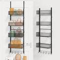 SWTYMIKI Over the Door Purse Organizer - Wall Mounted Purse Rack with 4 Adjustable Metal Basket and 6 Hooks, Hanging Bag Rack for Handbag Organizer, Bag Storage Can Use As 1/2 Part, for Door
