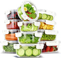 12 Pack Glass Food Storage Container Set with Lids Non Toxic, Stackable Borosilicate Glass Meal Prep Containers, Microwave, Oven, Freezer and Dishwasher Safe (White-12)