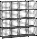 HUBSON Wire Cube Organizer, Book/Toy/Craft/Potted Plants and Pet Closet Organizers, 16-Cube Freely Combinable Metal Grids Storage Shelf, Black Plus Iron