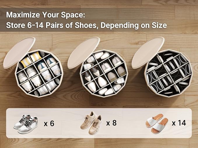 Vailando Round Shoe Organizer, Fan Dividers for Wide Shoes & Boots, Gray, 2 Pack (Blush Pink, 1 PACK)