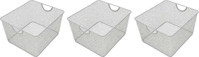 YBM HOME Kitchen Pantry Organizer Wire Baskets for Shelves, Cabinets, Pantry, Countertop, Mesh Open Storage Bin Metal Basket for Organizing Food Supplies, 3 Pack, 10x9x6