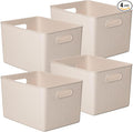 Superio Eco-Friendly Decorative Plastic Basket Open Home Storage Bins Organizer Baskets, X-Large (4 Pack) Container Boxes for Organizing Closet Storage Bins for Shelves Drawer Shelf 22 Liter