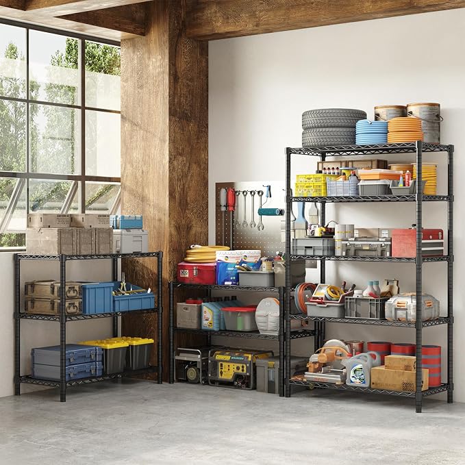 ROOMTEC 5-Tier Adjustable Wire Shelving Unit, 40"x16"x72", 2000 lbs | Heavy Duty Garage Shelf, Tool-free Assembly Metal Shelves, Storage Rack for Garage, Kitchen, Pantry, Laundry, Basement