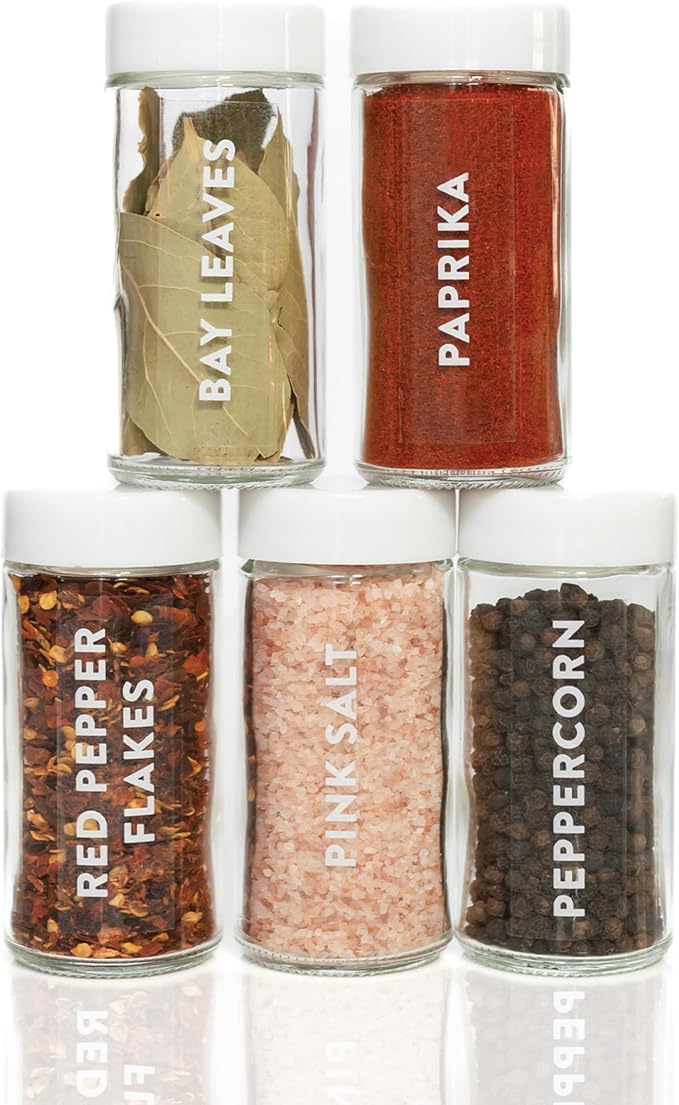 Clear Spice Labels for Glass Jars, 168 Preprinted Spice Jar Labels, Waterpoof Seasoning Herb Stickers Only, Kitchen Container Pantry Organization