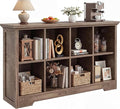 Aheaplus Wooden 8-Cube Storage Organizer with Charging Ports, Modern Cube Bookcase with Base, 3-Tier Floor Standing Open Cubbies Bookshelf, Cubicle Display Shelf for Home and Office, Cracked Oak