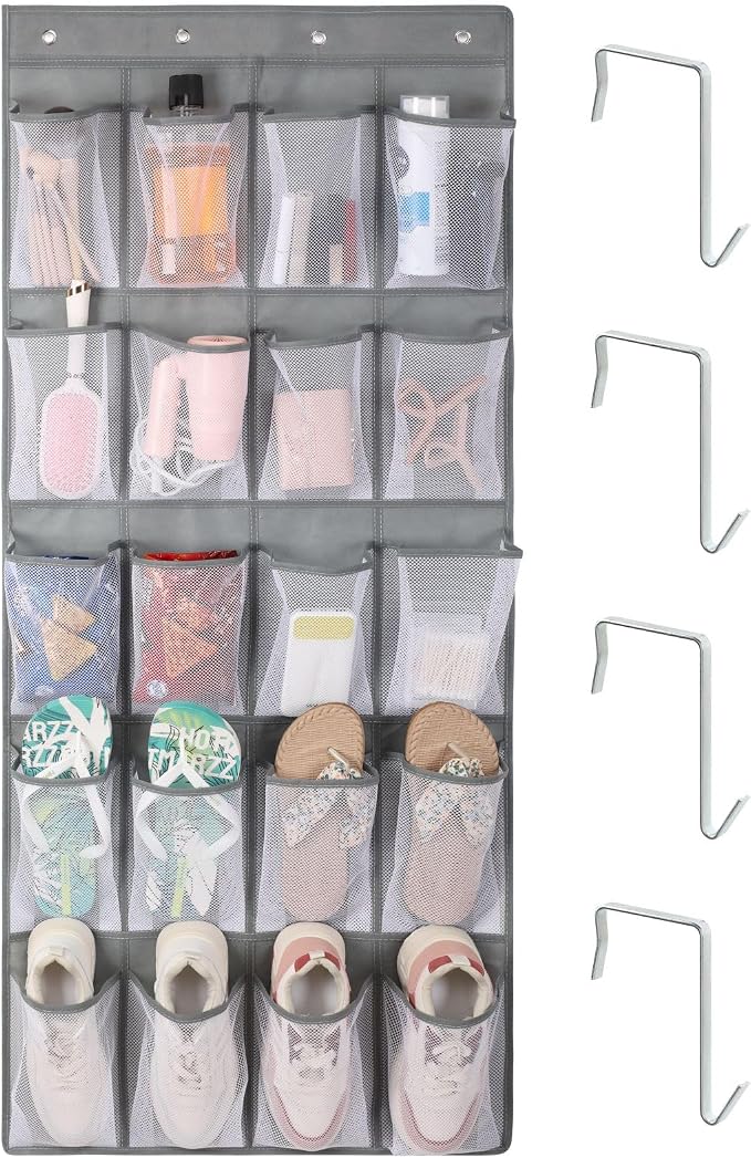 F-color Over the Door Organizer for Cruise - 20-Pocket Hanging Organizer | Tool-Free Mount with 4 Metal Hooks, See-Through Mesh Pockets, Lightweight & Foldable, Space-Saving for Travel and Daily Use
