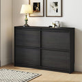 Shoe Cabinet with 4 Flip Drawers, Modern Narrow Shoe Storage Cabinet Organizer with Adjustable Shelf, Hidden Freestanding Shoe Rack for Entryway, Hallway, Living Room, Black