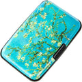 Credit Card Holder, Metal Card Wallet RFID Blocking Mini Slim Aluminum Business Hard Card Case for Women Men (Vincent van Gogh Almond Blossoms)