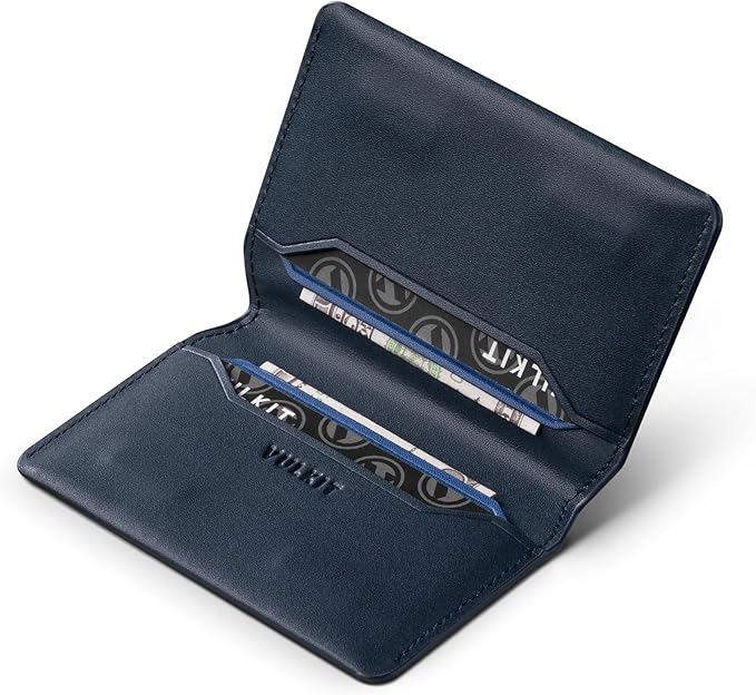 VULKIT Slim Minimalist Card Holder RFID Blocking Leather Credit Card Holder Front Pocket Wallet Magnetic Closure