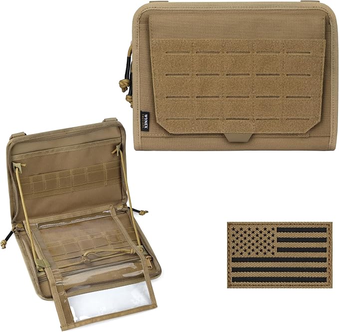 WYNEX Tactical Molle Admin Pouch, Laser-Cut, EDC Organizer Tool Pouch | Utility Organizer EDC Medical Bag, EDC Pocket Modular Pouch, Tactical Accessories EDC Pouch, Include U.S Patch
