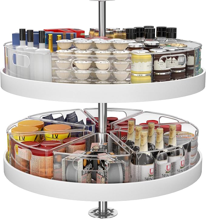 JOWBOOW Lazy Susan Organizer Bins for 28"-29" Diameter Corner Cabinet Lazy Susan, 8 Pack, Clear Plastic Cabinet and Pantry Storage Bin, 1/8 Wedge-Food Safe, BPA Free