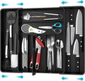 Simple Houseware Expandable Kitchen Drawer Flatware Organizer, Black | Expandable Kitchen Drawer Flatware Organizer, Black – Adjustable Cutlery Tray with 9 Compartments for Utensils and Silverware