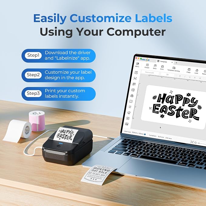 PM240 Label Maker Machine with Tape, 2" Portable Thermal Label Printer for Phone & PC, Bluetooth Label Maker with Multiple Templates for Small Business, Office, Home, School, Set 2