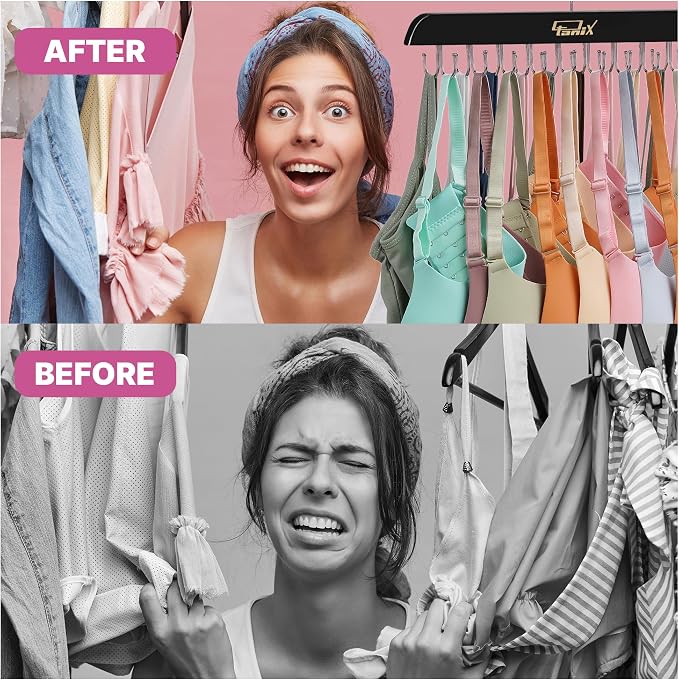 3 Pack Tank Top Hangers Space Saving, Bra Hangers for Closet Organizer, Bra Organizer for Closet, Space Saving Organizers and Storage for Dorm & Apartment for Tankto (Black)