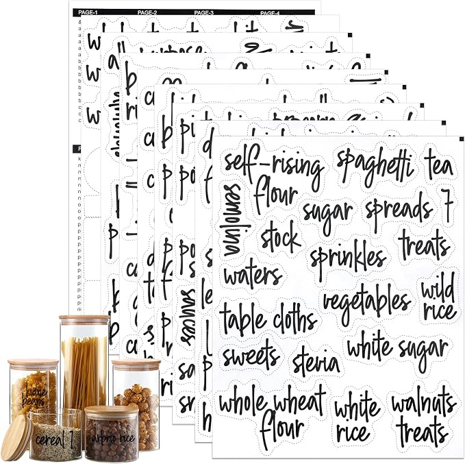 168PCS Clear Waterproof Labels for Food Containers - Pantry Labels for Containers Jars Container Boxes - Preprinted and Blank Food Organization Stickers