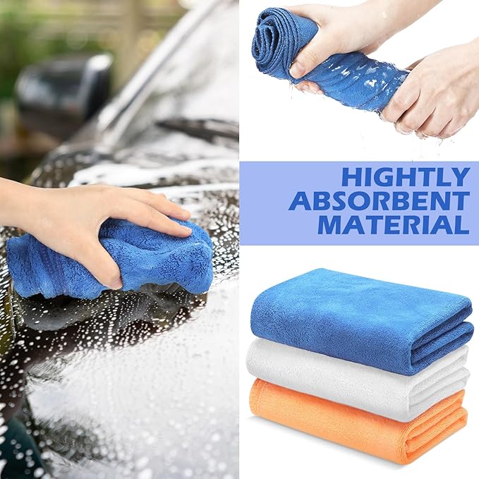 SmoothNovelty 10 Pcs Extra Large Microfiber Cloth 30" x 20" Large Floor Microfiber Towel Reusable Washable Free Lint Free Cloth Rag for Squeegee Mop Floor Window Housekeeping (White,Yellow)