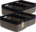 MiniArk Large Storage Baskets for Organizing, 17 x 13 x 7.5” Closet Shelf Baskets for Clothes Blanket Towels, Baby Nursery, Toy Bins Box, Woven Rope Baskets, 4 Packs Woven Brown