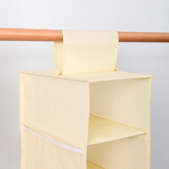Berdeng Hanging Shoe Organizer for Closet with Side Mesh Pockets，Hat Racks for Baseball Caps，Shoe and Hat Holder & Storage，8-Shelf，Beige，2 Pack