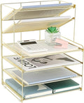 OPNICE Desk Organizer, 6-Tier Letter Tray Paper Organizer, Desktop File Organizer, Office Desk Accessories & Office Decor for Women, Workspace Organizer for Office Supplies(Gold)