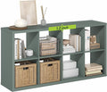 Furinno Cubicle 8-Cube Book Shelf, Extra Thick Frame Bookshelf, Sage Green | 14.6" x 30" x 58", Horizontally & Vertically Reversible Bookcase with Open Back, for Living Room, Bedroom, Home Office