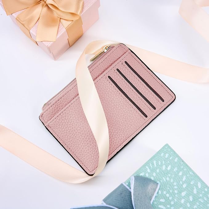 Tipmile Womens Credit Card Holder Wallet, Small Slim RFID Blocking Sleeve | Mini Tiny Cute ID Case, Minimalist Zipper Pocket Wallet, Thin Coin Purse, Mothers Gift