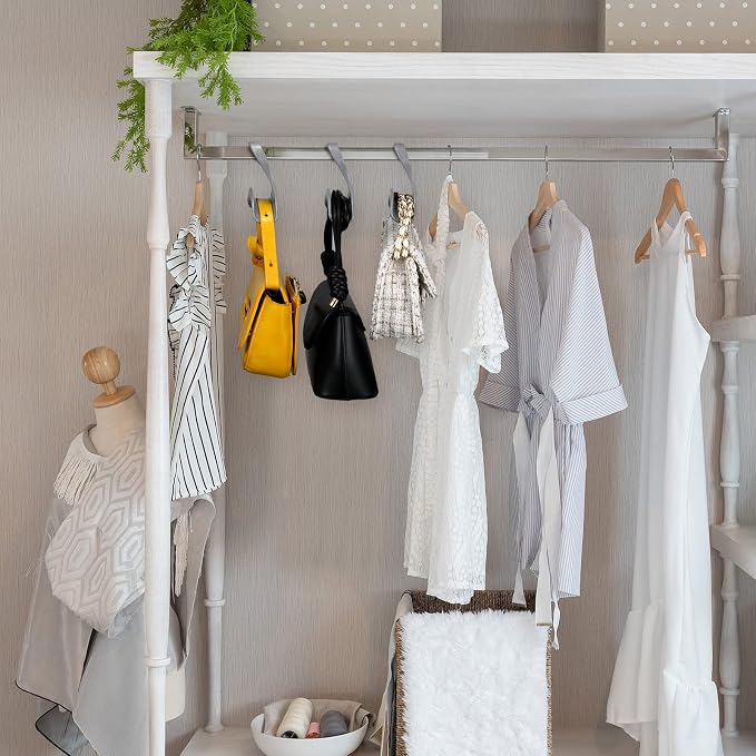 Maitys 18 Pcs Purse Hanger Hook Acrylic Bag Rack Holder for Bag Hanger Handbag Tote Hook Closet Organizer Storage Over The Closet Rod Backpacks Satchels Crossovers Tote (Gray)