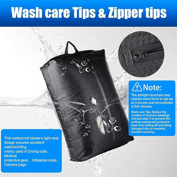 Travel Vacuum Bags with Pump–Electric Wireless Air Pump, Carry-on Size Vacuum bags for Travel, Double Layer for Luggage with IP67 Waterproof (2PC+Pump)