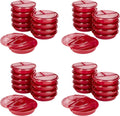 GoodCook Meal Prep Containers Set Microwave & Dishwasher-Safe Round Food Organizers with Labeled Compartments BPA-Free Food Storage Set with Snap Shut Lids Portion Control, 10-Pieces, Red (Pack of 4)