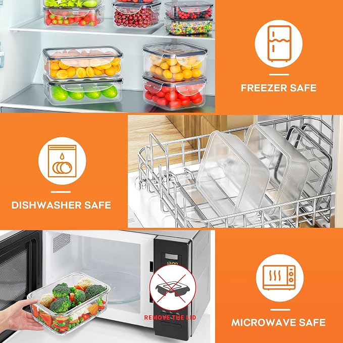 52 PCS Food Storage Containers with Lids Airtight (26 Containers & 26 Lids), Plastic Storage Meal Prep Container-Stackable 100% Leakproof & BPA-Free Organization and Storage Set, Lunch Containers