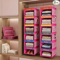 Amylove 2 Pack 6 Shelf Weekly Clothes Organizer for Kids with Side Pocket, 47 Inch Days of the Week Clothes Organizer, Monday to Friday Daily School Outfits Clothing Divider for Kids(Rose Red)