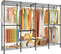 ULIFHOME H41 Garment Rack Heavy Duty Clothes Rack, Clothing Racks for Hanging Clothes, Extra Large Freestanding Portable Closet Wardrobe Rack 78.5'' W × 15.8'' D × 76.4'' H, Max Load 1150 Lbs, Black