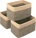 R RUNKA Small Cotton Rope Basket – Storage Bin for Organizing (10.6" x 6.7" x 6.7"), Bathroom Storage Basket for Shelf, Counter & Closet（Camel & Mixed Black）