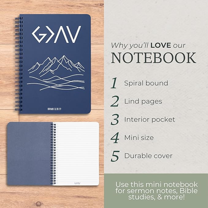 Steel Mill & Co Faith Inspired Mini Spiral Notebook, 8.25" x 6.25" Journal with Durable Hardcover and 160 Lined Pages (Greater than the Highs and Lows)
