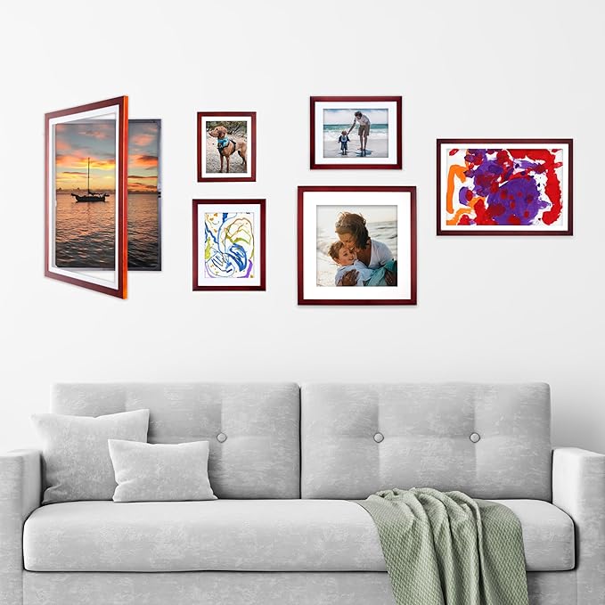 Dynamic Frames Li’l Davinci Front-Open 2-Pack Kids Art Frames, Wooden Frames for 9x12 Artwork, Prints & Certificates, Store up to 50 per Frame, 11.75 x 14.75 Outer Dimensions, Cherry